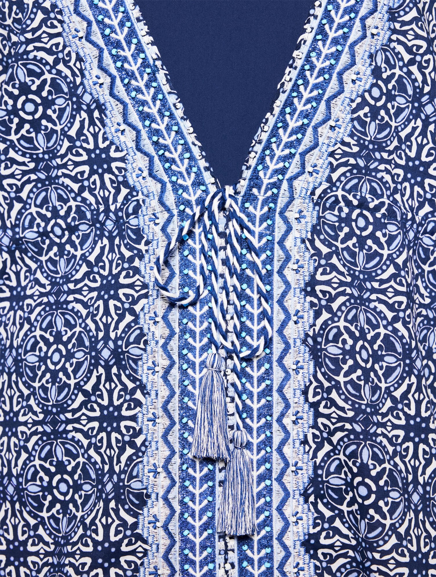 VISTA BLUE MULTI AQUA CLUB EMBROIDERED CAFTAN COVER-UP - IBIZA TILE | Talbots for sale