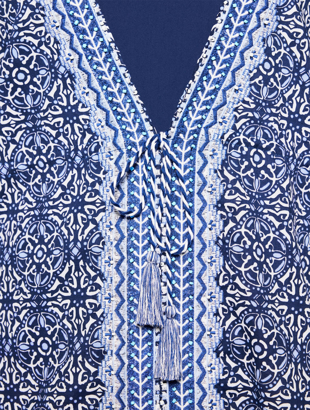 VISTA BLUE MULTI AQUA CLUB EMBROIDERED CAFTAN COVER-UP - IBIZA TILE | Talbots for sale