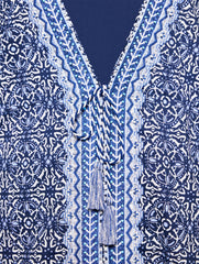 VISTA BLUE MULTI AQUA CLUB EMBROIDERED CAFTAN COVER-UP - IBIZA TILE | Talbots for sale