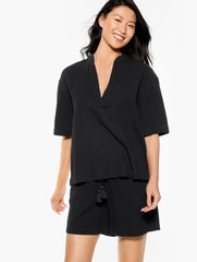 BLACK|WHITE AQUA CLUB GAUZE POPOVER SHIRT COVER-UP | Talbots near me