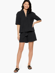 BLACK|WHITE AQUA CLUB GAUZE POPOVER SHIRT COVER-UP | Talbots near me
