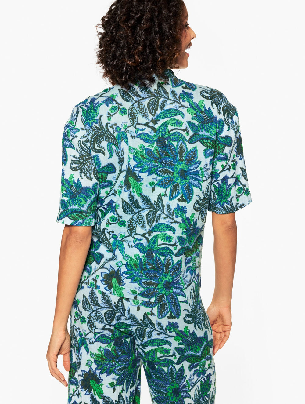 VISTA BLUE MULTI AQUA CLUB GAUZE POPOVER SHIRT COVER-UP - BALI BLOOMS | Talbots online