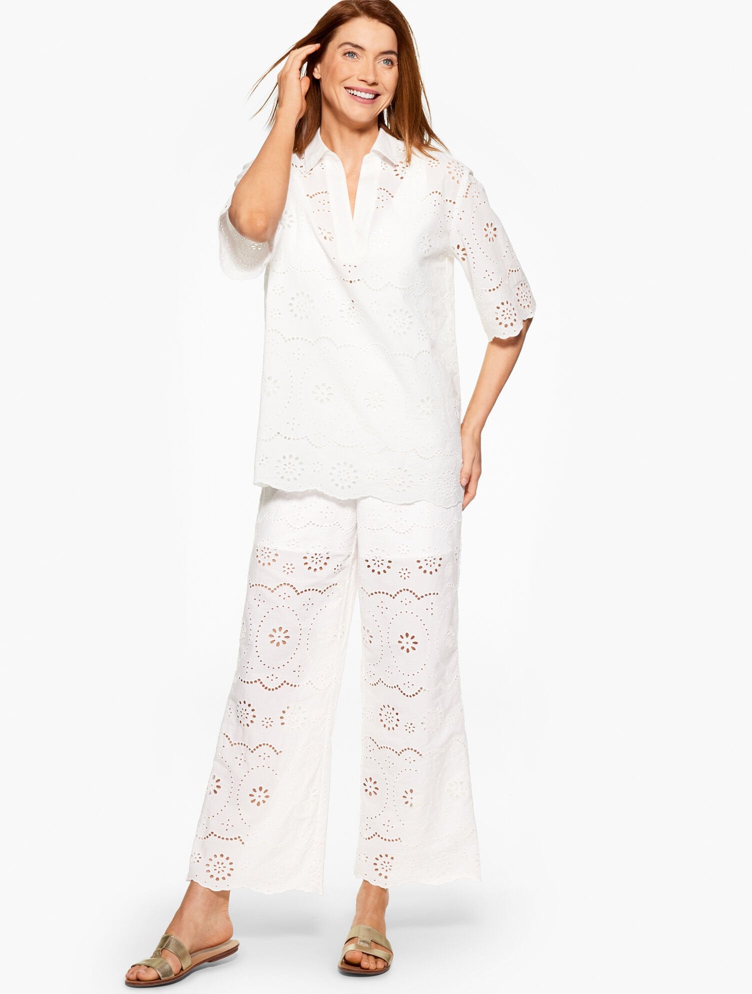 WHITE AQUA CLUB EYELET POPOVER SHIRT COVER-UP | Talbots outlet
