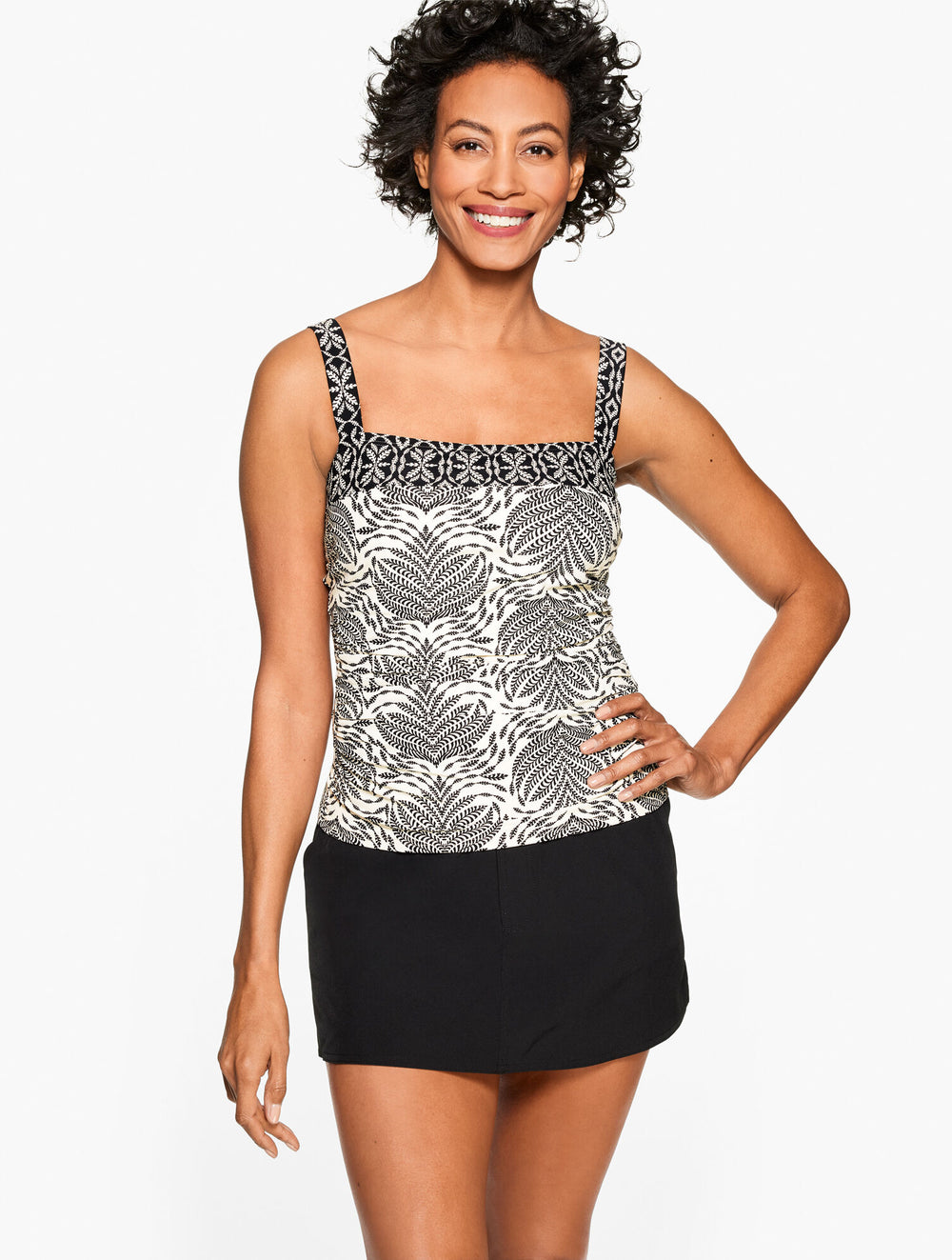 IVORY MULTI SUN OCEAN SAND SQUARE NECK TANKINI - SEDONA | Talbots US