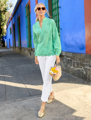 BURNT OLIVE|LAKESIDE BLUE STRAIGHT CROP PANTS | Talbots on sale