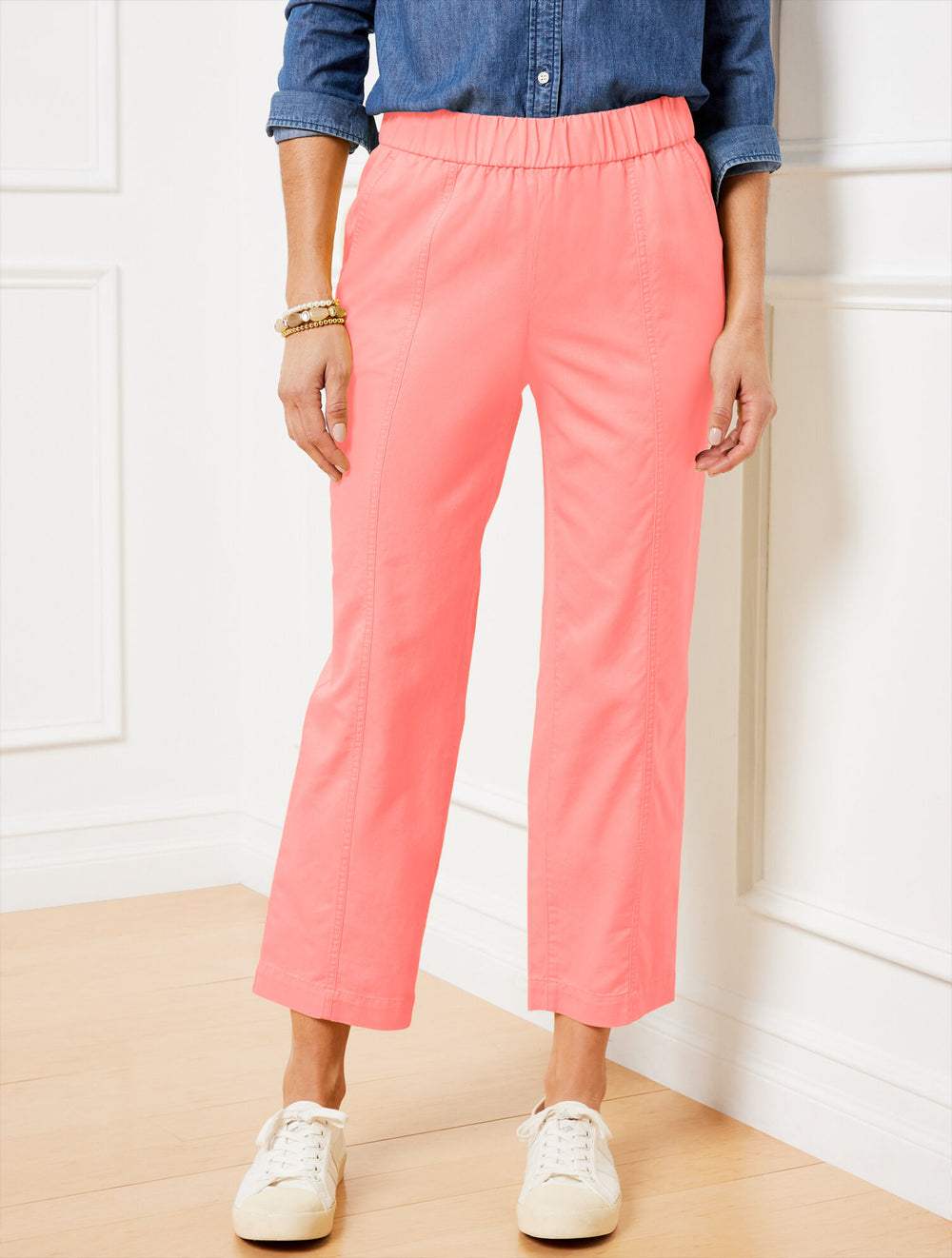 CORAL CHARM|CORN SILK|ROYAL BLUE|WHITE SLIM CROP PANTS | Talbots for sale