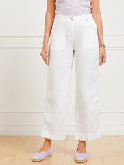 BLACK|WHITE STRAIGHT ANKLE WASHED LINEN PANTS | Talbots US