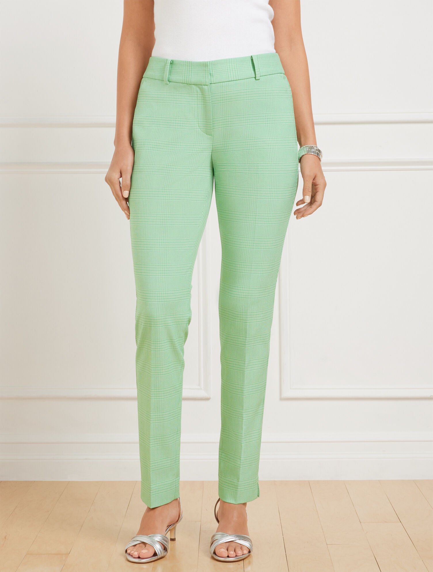 SPRING LUSH TALBOTS HAMPSHIRE STRAIGHT ANKLE PANTS - LUCETTA GLEN PLAID | Talbots discount