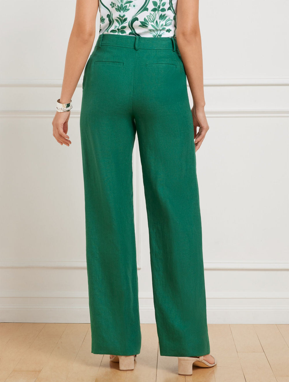 HERITAGE GREEN|SANGRIA TALBOTS GREENWICH WIDE LEG LINEN PANTS | Talbots online