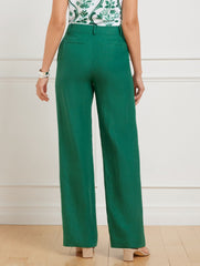HERITAGE GREEN|SANGRIA TALBOTS GREENWICH WIDE LEG LINEN PANTS | Talbots online