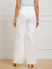 WHITE TALBOTS GREENWICH WIDE LEG LINEN PANTS - WHITE | Talbots US