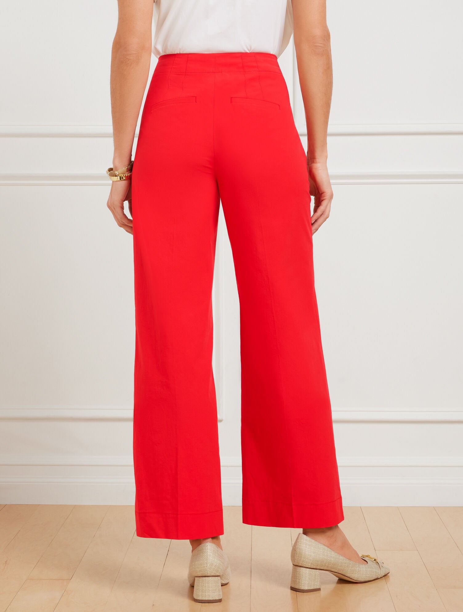 INDIGO BLUE|RED PEPPER WIDE ANKLE FRESH POPLIN PANTS | Talbots on sale