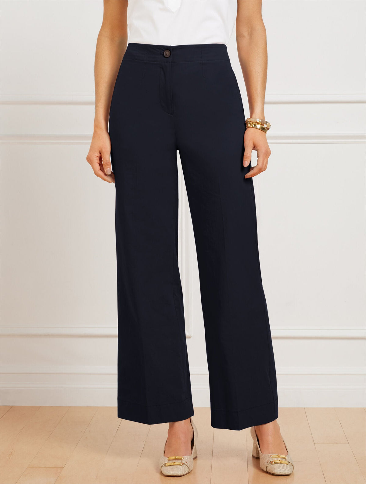 INDIGO BLUE|RED PEPPER WIDE ANKLE FRESH POPLIN PANTS | Talbots on sale