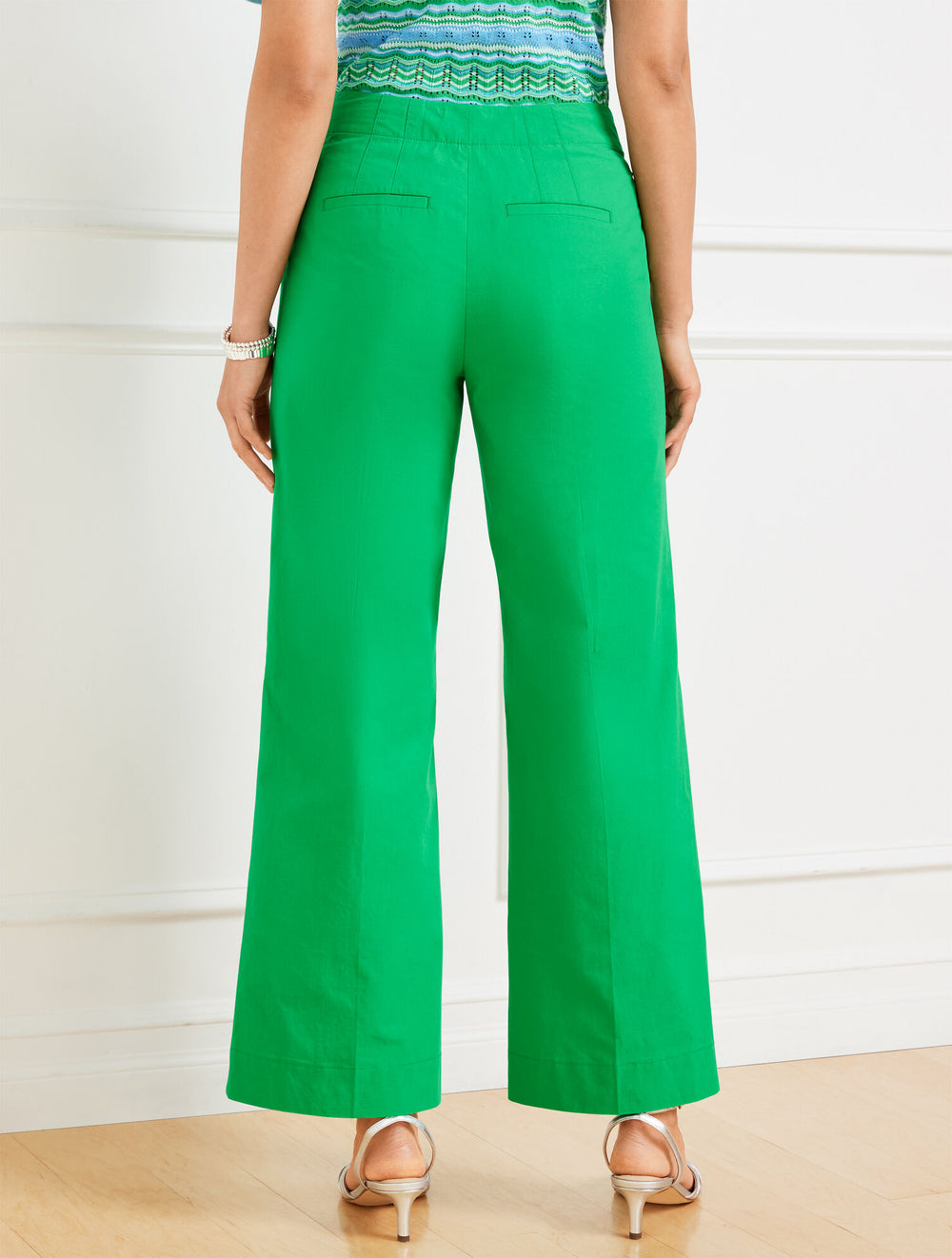 INDIGO BLUE|RED PEPPER WIDE ANKLE FRESH POPLIN PANTS | Talbots on sale