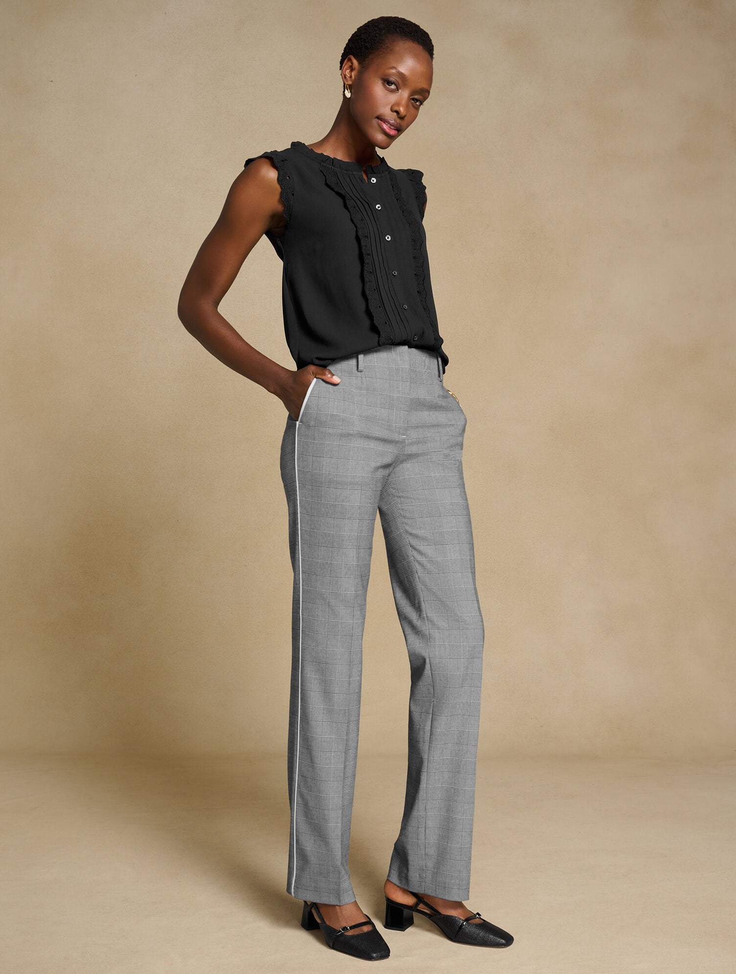 BLACK MULTI TALBOTS SOUTHAMPTON STRAIGHT LEG PANTS - LUCETTA GLEN PLAID | Talbots near me