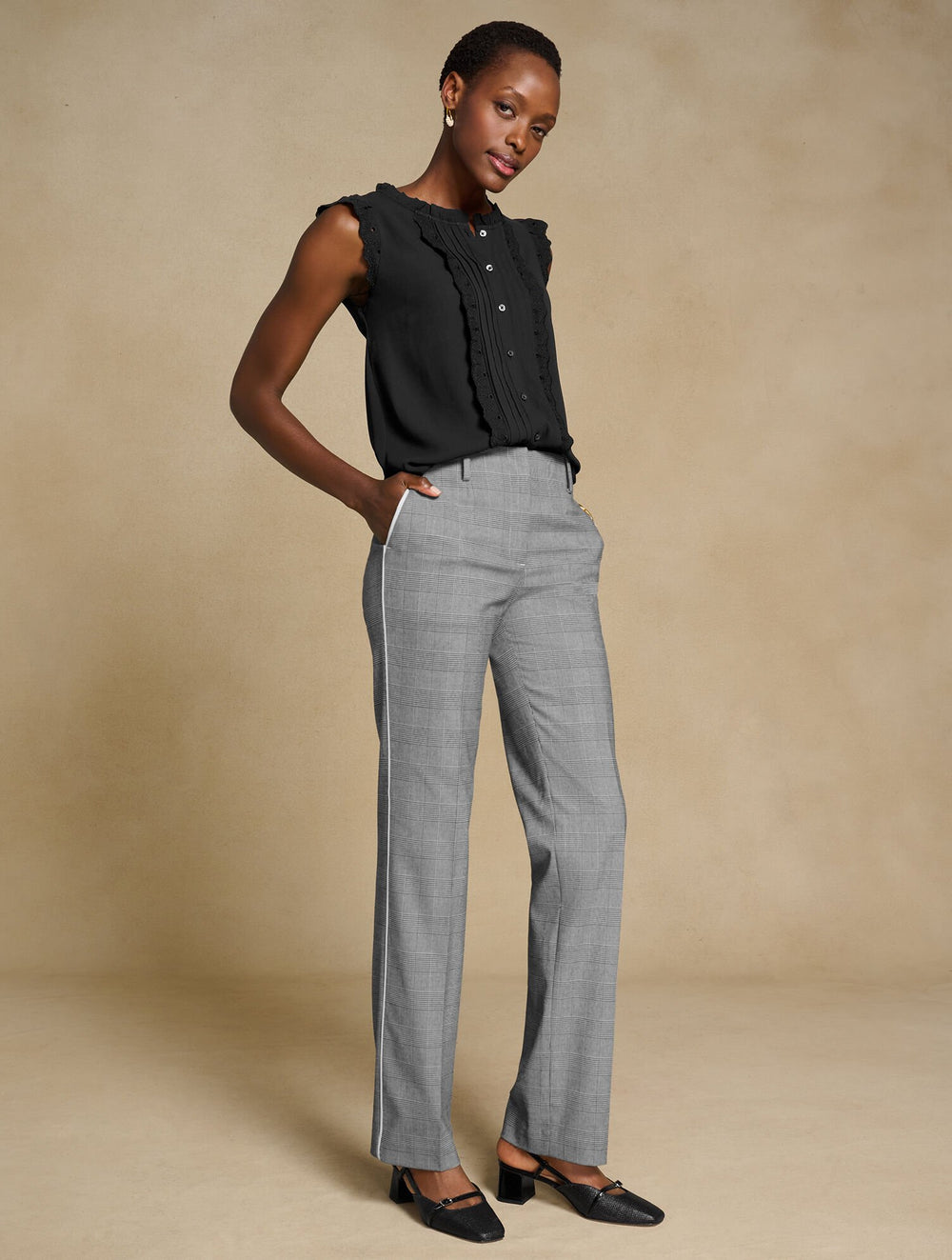 BLACK MULTI TALBOTS SOUTHAMPTON STRAIGHT LEG PANTS - LUCETTA GLEN PLAID | Talbots near me