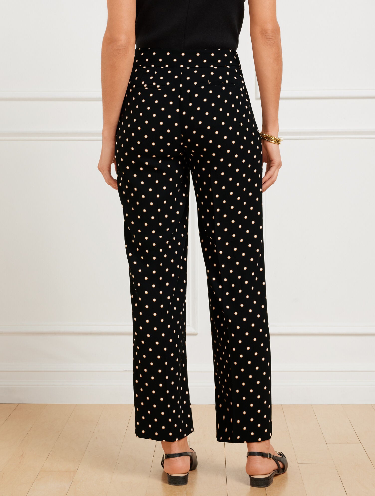 BLACK MULTI SLIM WIDE ANKLE PANTS - DAISY DOT | Talbots near me