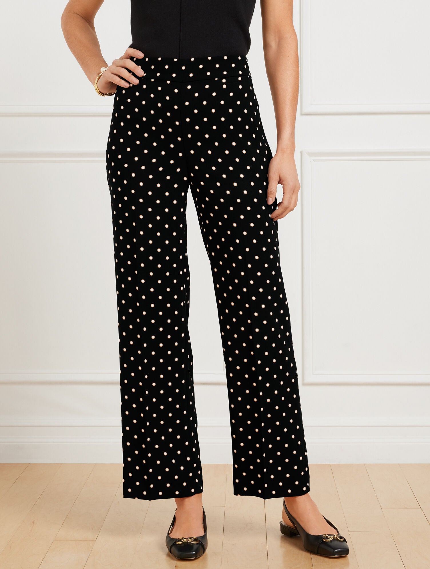 BLACK MULTI SLIM WIDE ANKLE PANTS - DAISY DOT | Talbots near me