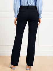 BLACK|INDIGO BLUE STRAIGHT LEG PONTE TROUSERS | Talbots sale
