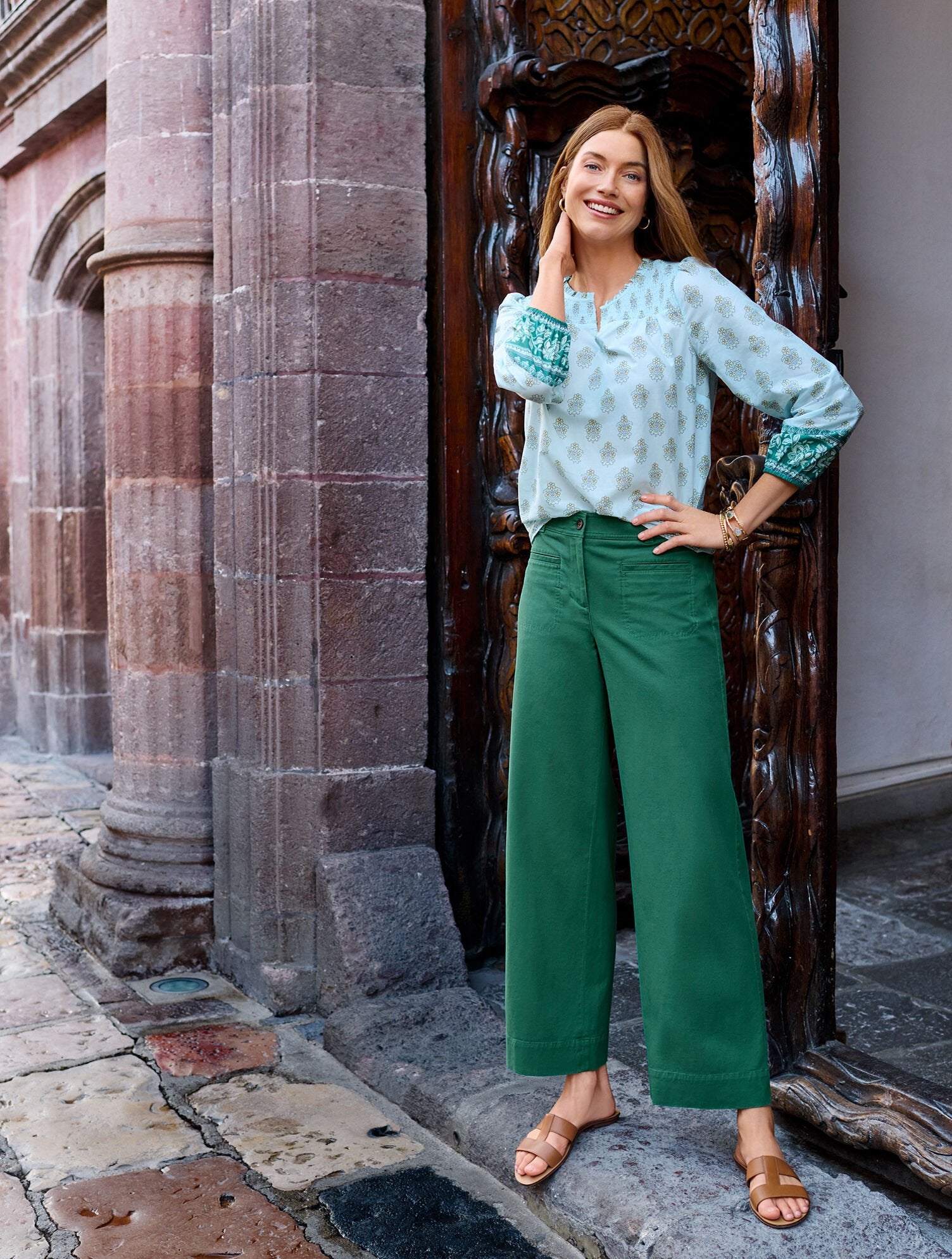 WIDE ANKLE TWILL PANTS | Talbots for sale