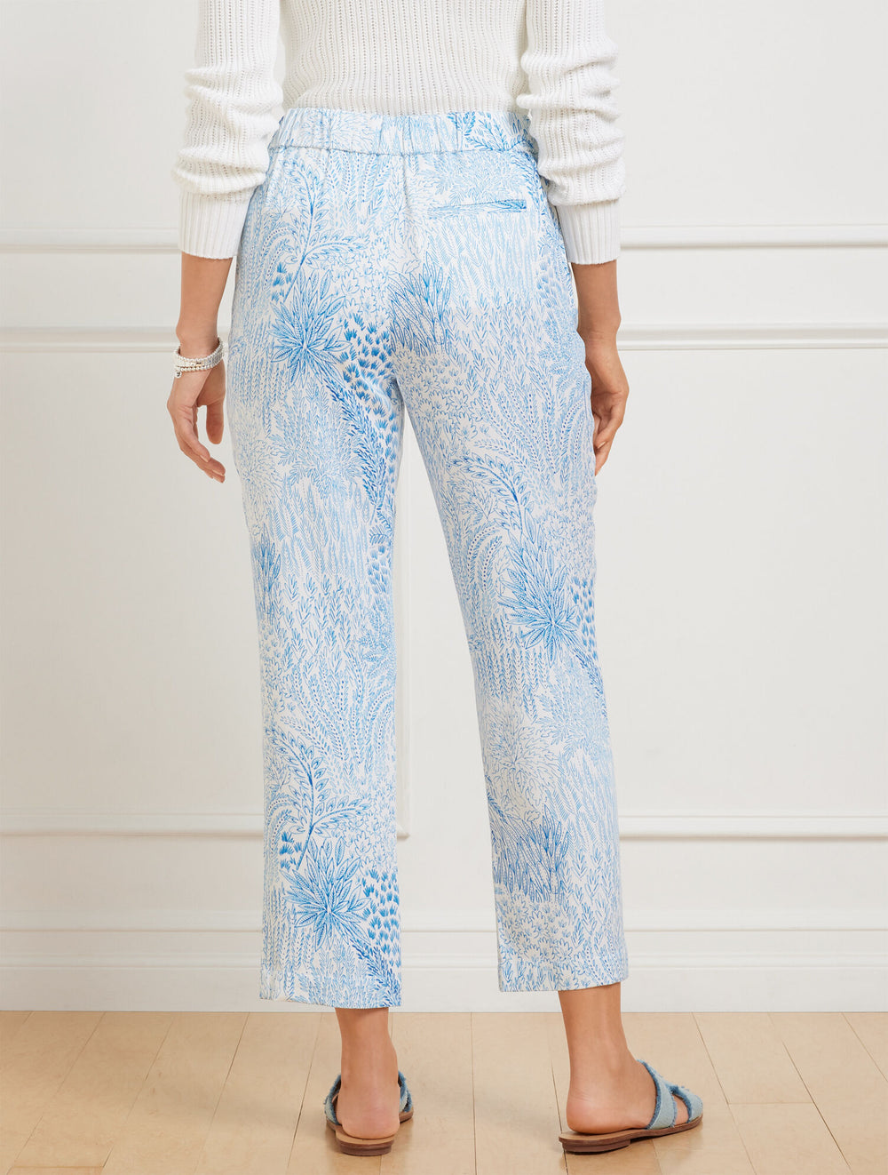 ROYAL BLUE/LAKESIDE BLUE SLIM LEG CROP PANTS - BLISSFUL MEADOW | Talbots for sale