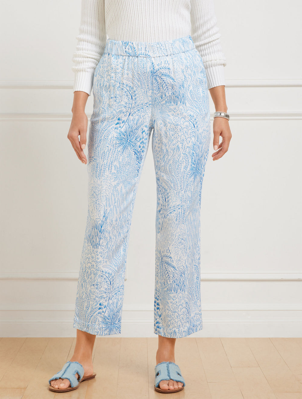 ROYAL BLUE/LAKESIDE BLUE SLIM LEG CROP PANTS - BLISSFUL MEADOW | Talbots for sale