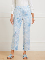 ROYAL BLUE/LAKESIDE BLUE SLIM LEG CROP PANTS - BLISSFUL MEADOW | Talbots for sale