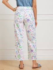 WHITE MULTI STRAIGHT CROP PANTS - WHIMSICAL JACOBEAN | Talbots for sale