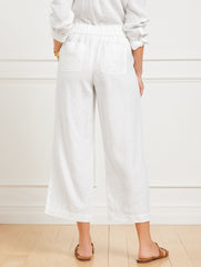 CAMELLIA ROSE WIDE CROP PULL-ON WASHED LINEN PANTS | Talbots sale