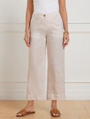 FAWN/WHITE STRAIGHT ANKLE WASHED LINEN PANTS - TAILORED STRIPE | Talbots near me