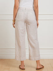 FAWN/WHITE STRAIGHT ANKLE WASHED LINEN PANTS - TAILORED STRIPE | Talbots near me