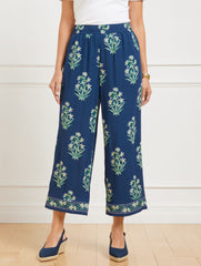 INDIA INK MULTI WIDE CROP PULL-ON PANTS - LEAFY FLORAL | Talbots discount
