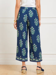 INDIA INK MULTI WIDE CROP PULL-ON PANTS - LEAFY FLORAL | Talbots discount