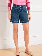 PATCH POCKET DENIM SHORTS - WINSLOW WASH | Talbots sale