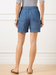 CHAMBRAY PULL-ON SHORTS - CHAMBRAY - 6” | Talbots near me