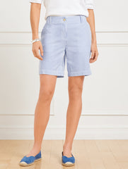 LARKSPUR BLUE/WHITE RELAXED CHINO SHORTS - SUNSHINE SEERSUCKER | Talbots discount