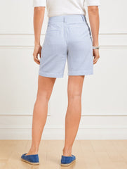 LARKSPUR BLUE/WHITE RELAXED CHINO SHORTS - SUNSHINE SEERSUCKER | Talbots discount
