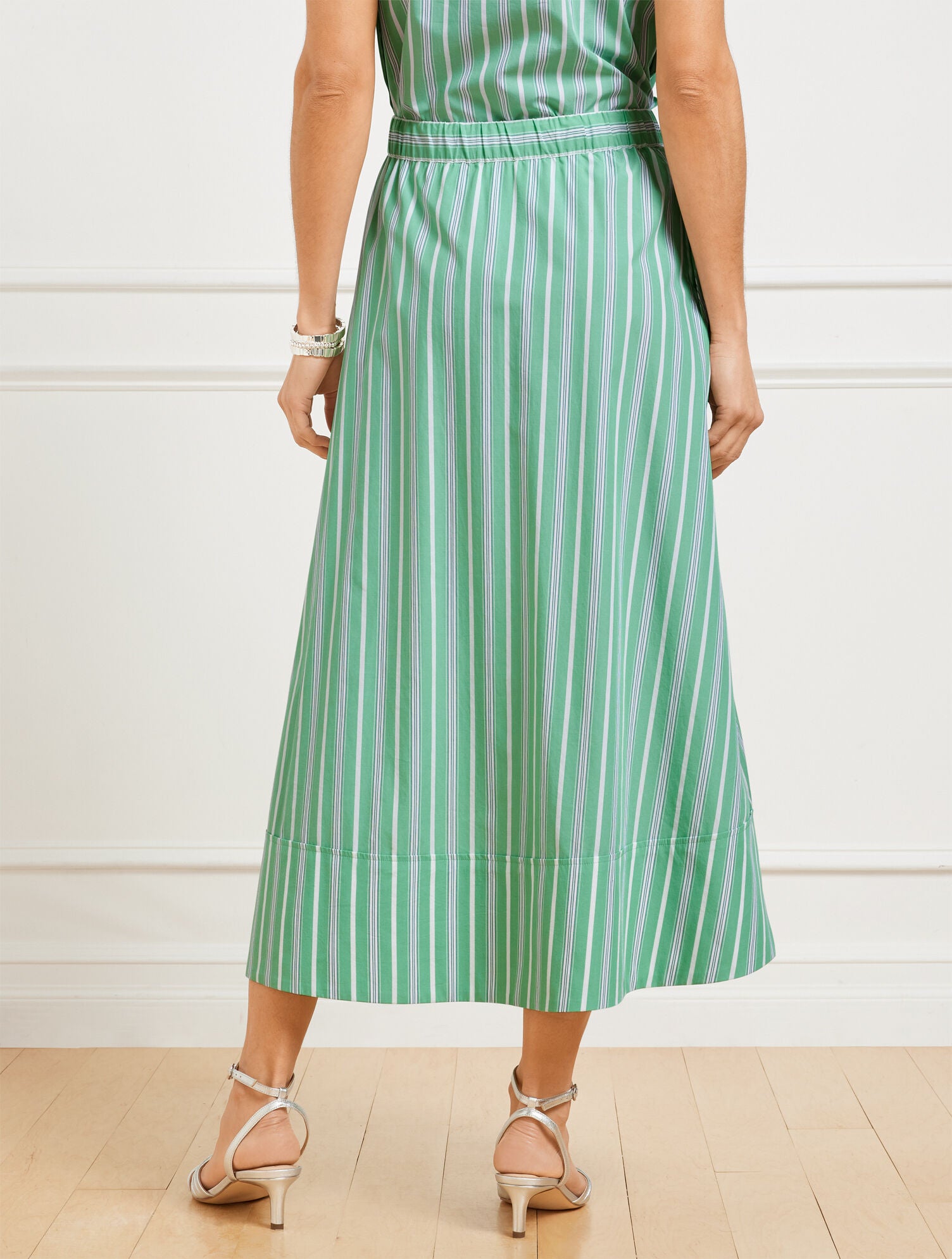 SPRING LUSH MULTI FRESH POPLIN DRAWSTRING SKIRT - DEWDROP STRIPE | Talbots discount