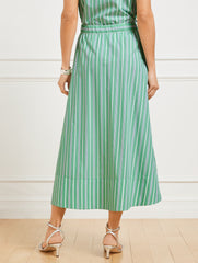 SPRING LUSH MULTI FRESH POPLIN DRAWSTRING SKIRT - DEWDROP STRIPE | Talbots discount