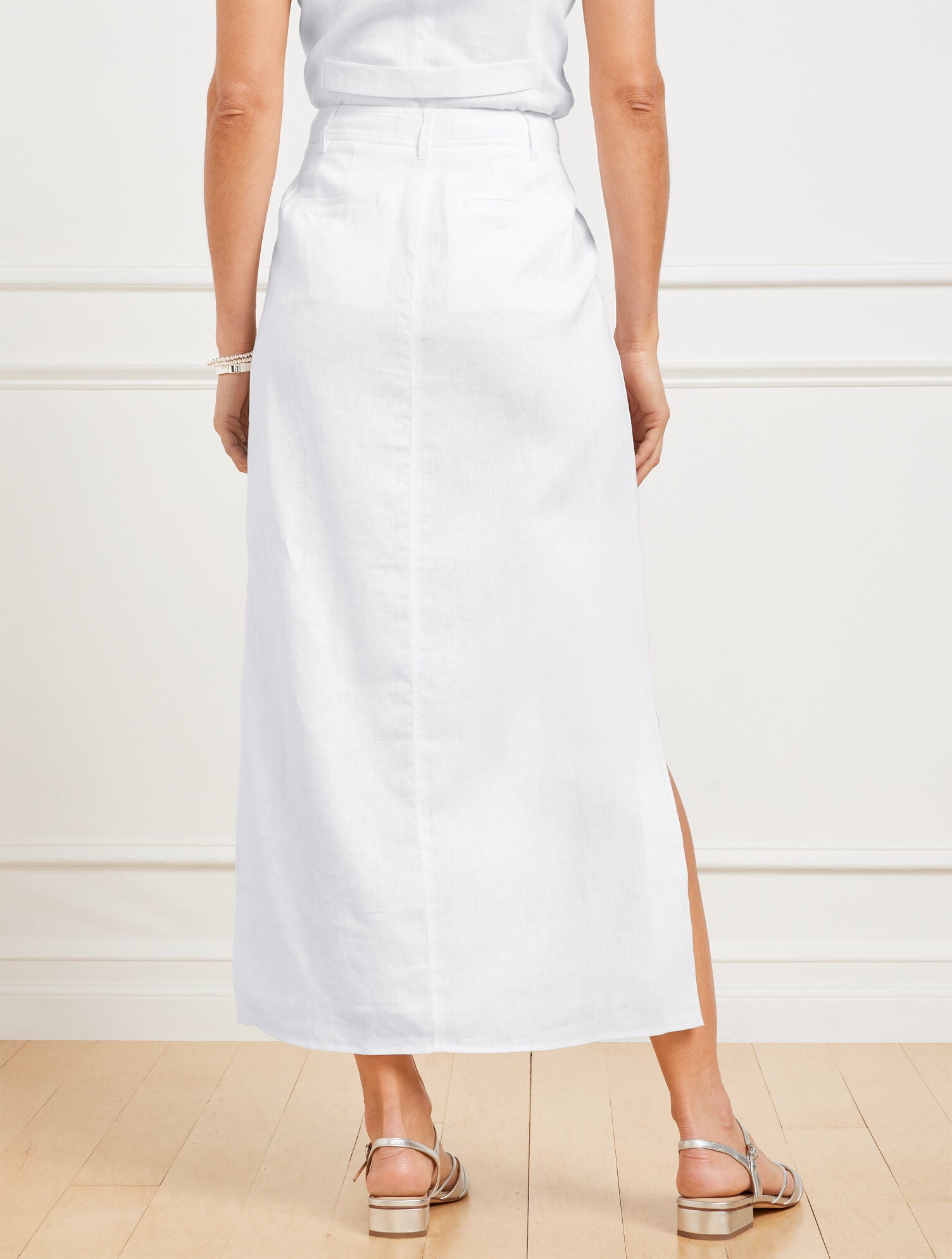 WHITE CLASSIC LINEN TROUSER SKIRT | Talbots on sale