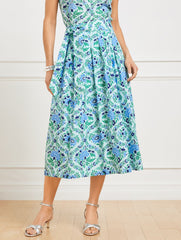 BLUE ICE MULTI PIPER PLEATED SKIRT - EXQUISITE FLORAL | Talbots US