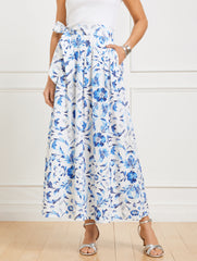 WHITE/INDIA INK PIPER PLEATED PATIO SKIRT - BEAUTIFUL SCROLL | Talbots on sale