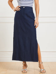 INDIGO BLUE LINEN TROUSER SKIRT | Talbots near me