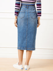 TIDAL WASH DENIM MIDI SKIRT - TIDAL WASH | Talbots on sale