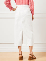 WHITE DENIM MIDI SKIRT - WHITE | Talbots for sale