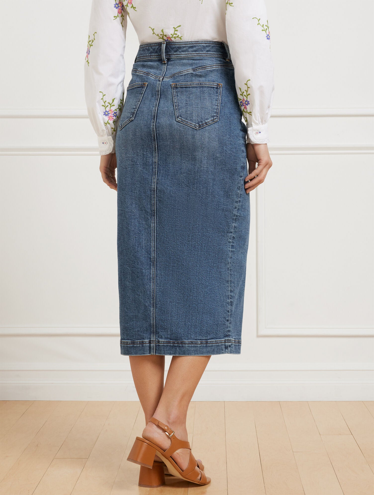 CATALINA WASH DENIM MIDI SKIRT - CATALINA WASH | Talbots outlet