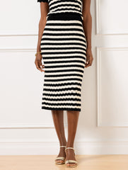 IVORY/BLACK POINTELLE STRIPE SWEATER SKIRT | Talbots discount