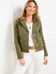 BURNT OLIVE TWILL JACKET | Talbots for sale
