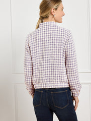 IVORY/SPRING LILAC GINGHAM TWEED BOMBER | Talbots near me