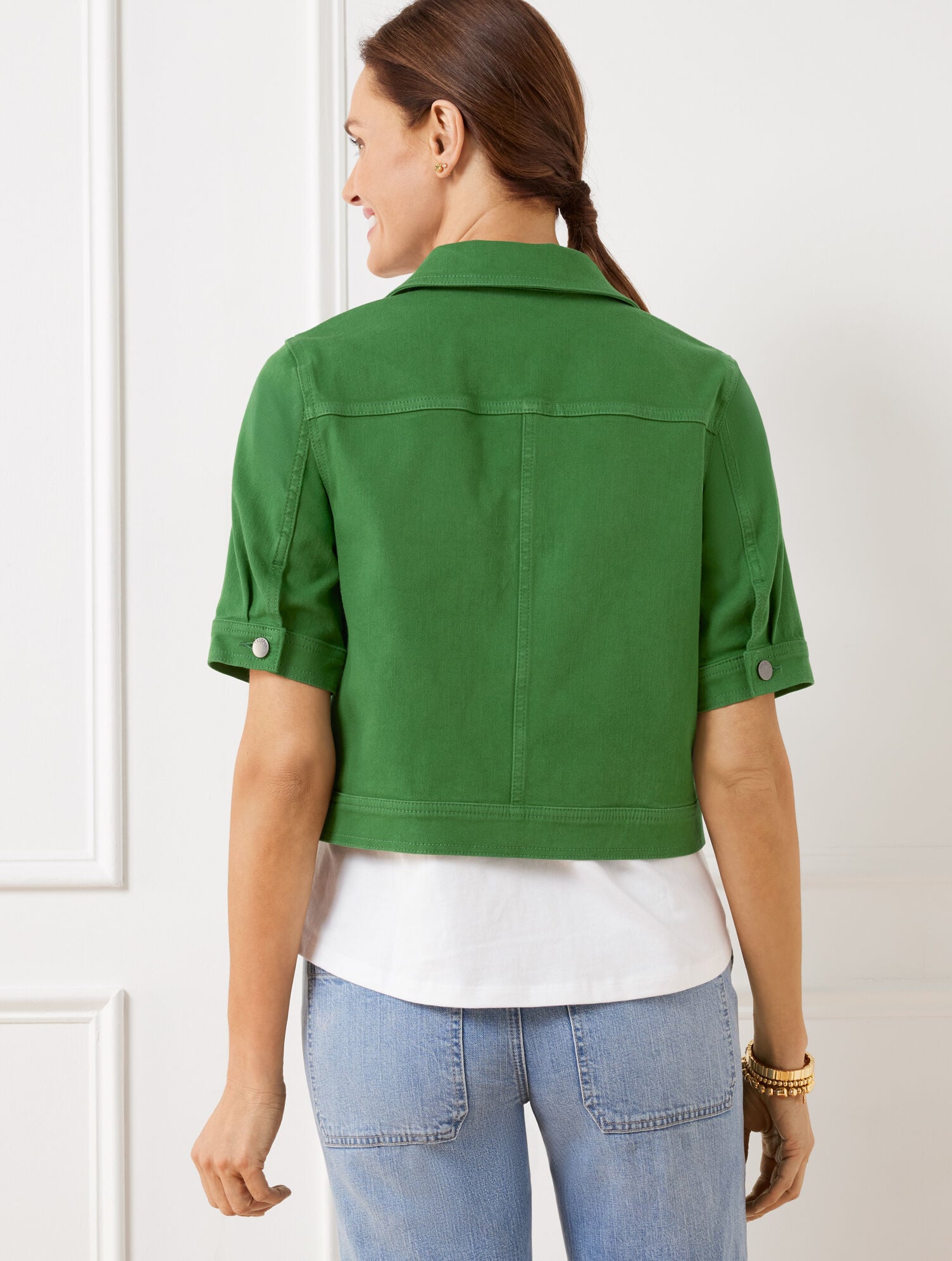 CAMELLIA ROSE|OLIVE GROVE|SPRING LILAC SHORT SLEEVE JEAN JACKET - COLORS | Talbots outlet